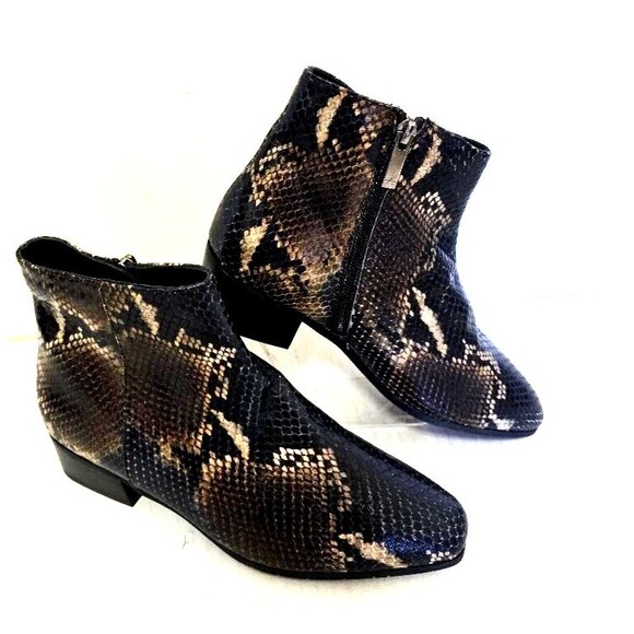 Aquatalia Women's Faelyn Snakeskin Embossed Leather Ankle Boots Cameral … - Picture 5 of 14